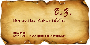 Borovits Zakariás névjegykártya